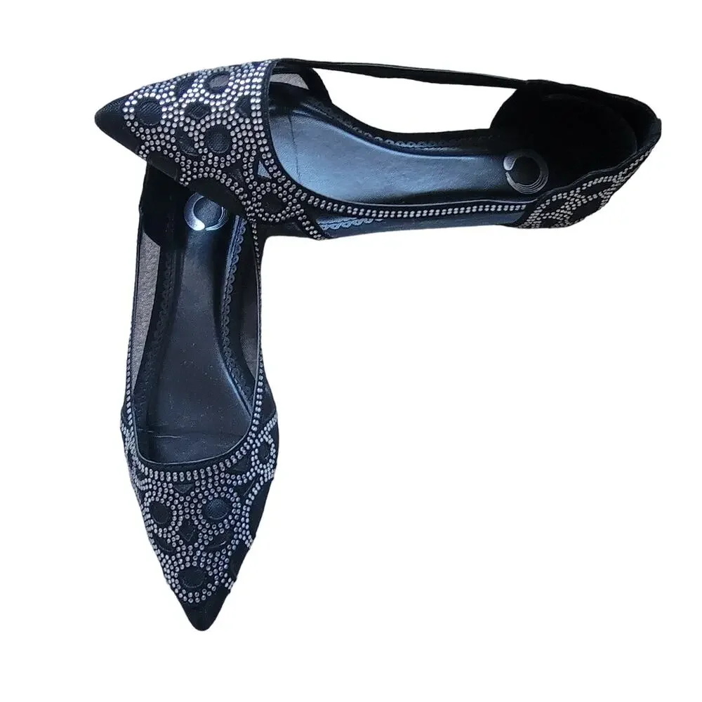 Women's Journee Batavia Pointed Toe Flat Black Synthetic/Mesh Fabric Size 7